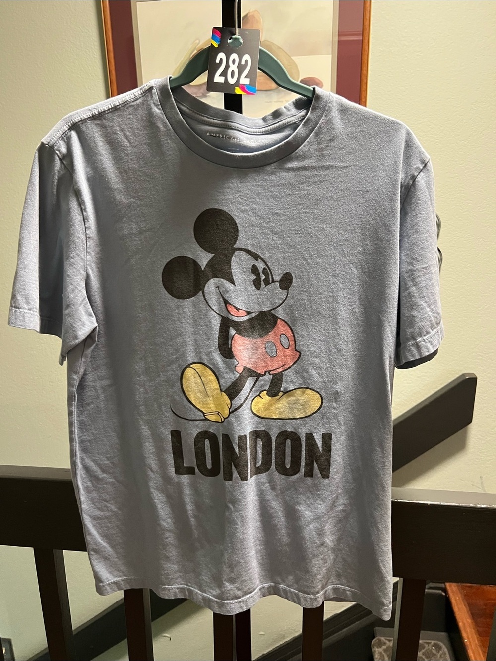 American Eagle Outfitters Dark Gray Crewneck Tee Micky Mouse London #282